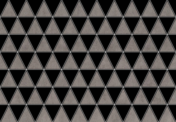 Aquarel grijze driehoek patroon op aquarel zwarte achtergrond. - Foto, afbeelding