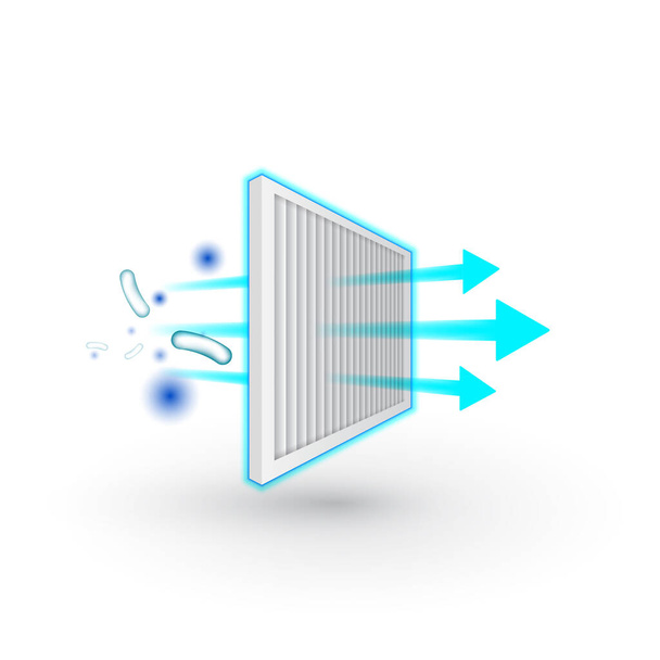 Air purifier. Air filter icon. Solid Particle and Bacterial Filter. - Vector, Image