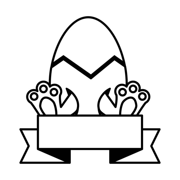 egg with rabbit legs on white background - Vektor, kép