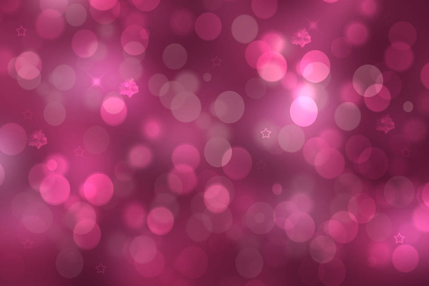 Abstract gradient of pink violet pastel background texture with glowing circular bokeh lights and stars. Beautiful colorful spring or summer backdrop. - Foto, Imagen