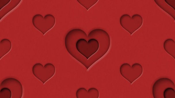 seamless heart shapes pattern 3d rendering illustration background - Photo, Image