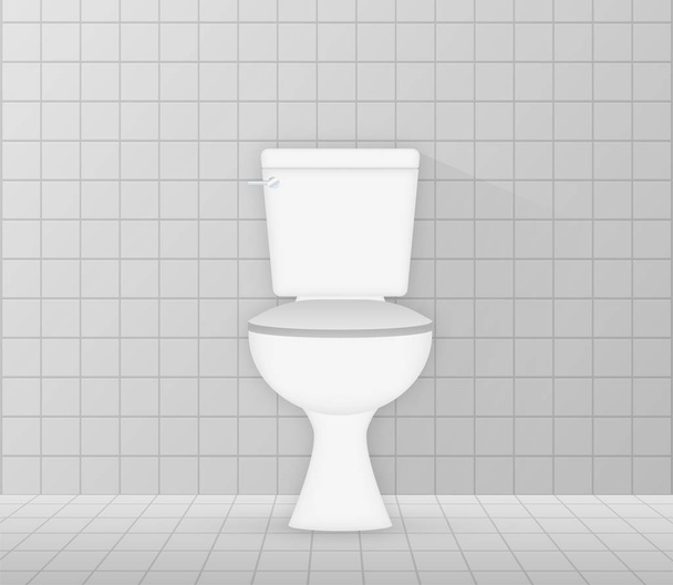 Белая керамика чистая икона унитаза. Туалетная комната. Векторная иллюстрация
 - Вектор,изображение