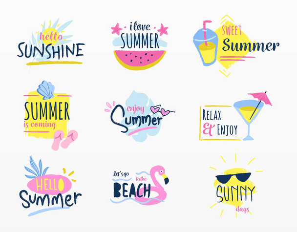 variety of summer stickers set - Vektor, Bild