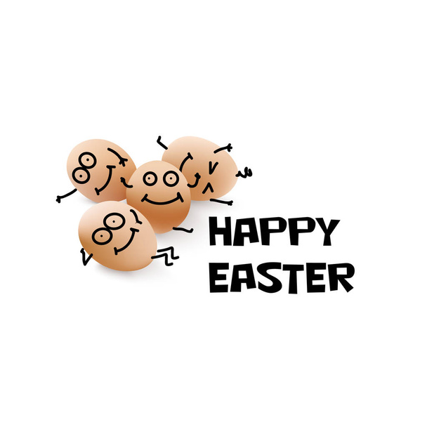 Happy easter. Vector illustrator. Cartoon eggs. - Vector, Imagen