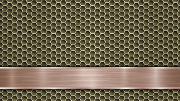 Tausta kultainen rei 'itetty metallinen pinta reikiä ja vaaka pronssi kiillotettu levy metalli rakenne, glares ja kiiltävät reunat
 - Vektori, kuva