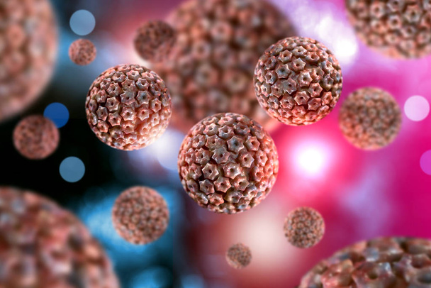 感染症単純ヘルペスウイルス細胞概念的な3Dイラスト - 写真・画像