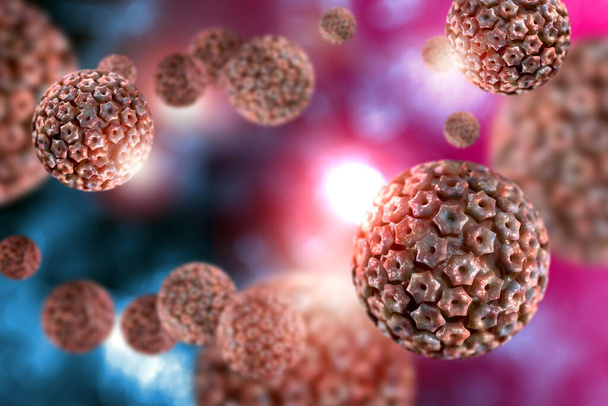 Bulaşıcı hastalık herpes simplex virüs hücreleri kavramsal 3 boyutlu illüstrasyon - Fotoğraf, Görsel