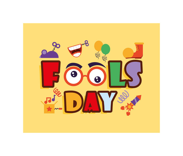 card with label april fools day, humorous party - Vektor, kép