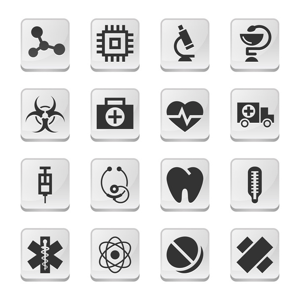 Rectangular medical icons - Vektor, Bild