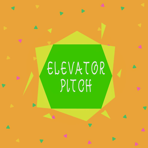 Handwriting text Elevator Pitch. Concept meaning the elevator statement is a short description of an idea Asymmetrical uneven shaped format pattern object outline multicolour design. - Fotó, kép