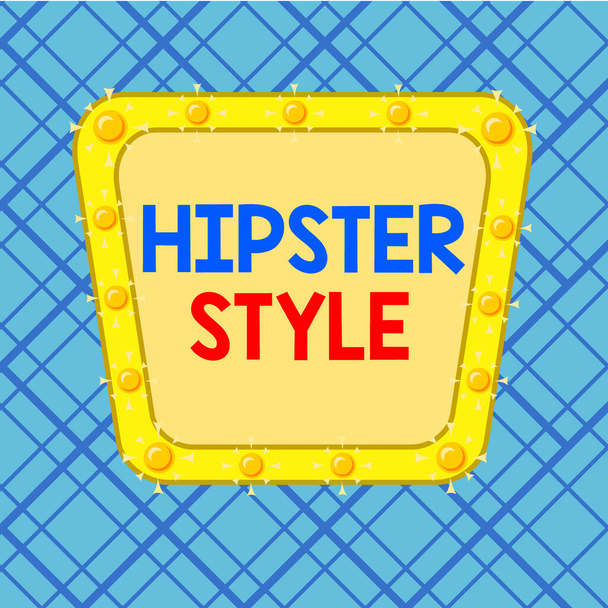 Word writing text Hipster Style. Business concept for Fashion choices and music interests fall outside the majority Asymmetrical uneven shaped format pattern object outline multicolour design. - Photo, Image