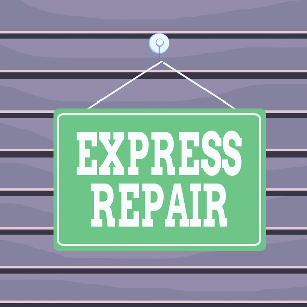 Conceptual hand writing showing Express Repair. Business photo text special services provided by companies or organizations Memo reminder empty board attached background rectangle. - Fotoğraf, Görsel