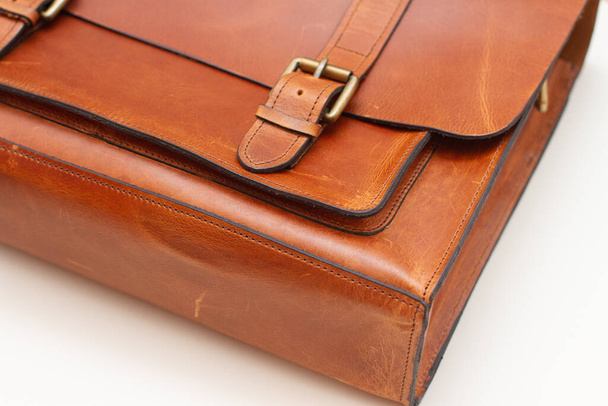 коричневий шкіряний портфель закриття крупним планом
 - Фото, зображення