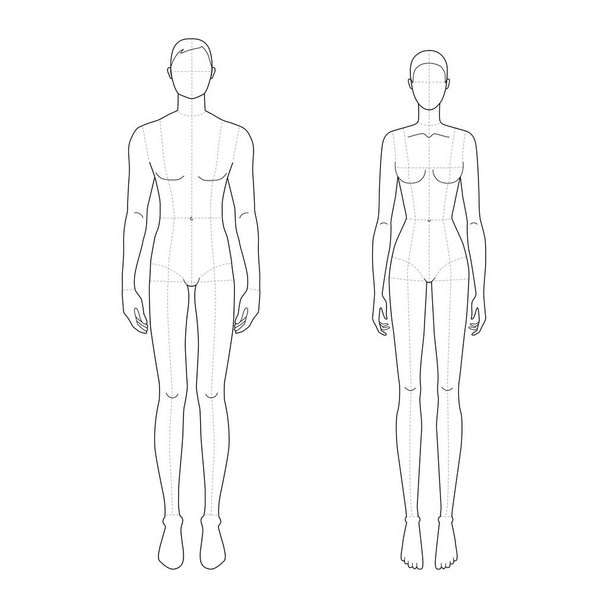Fashion template of standing men and women.  - Vector, Image