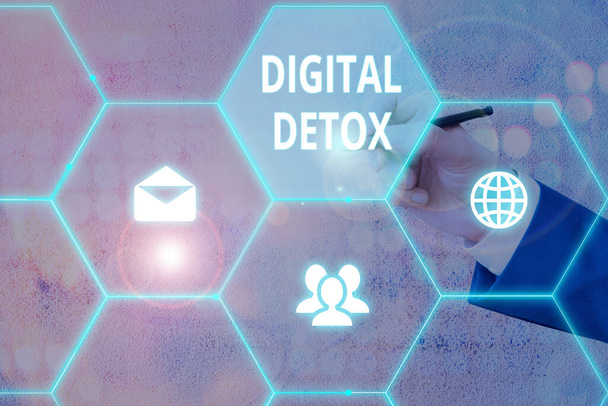 Handschrift Text Schreiben digitale Detox. Konzept bedeutet Zeitraum während einer Demonstration stoppt die Verwendung von Gadgets. - Foto, Bild