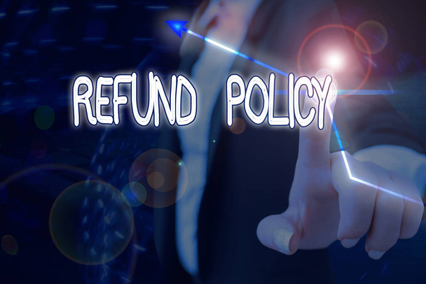 Text sign showing Refund Policy. Conceptual photo refund or exchange defective merchandise previously buy. - Fotó, kép