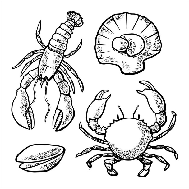 Illustration Vektorgrafik der Meeresfrüchte-Lineart - Vektor, Bild