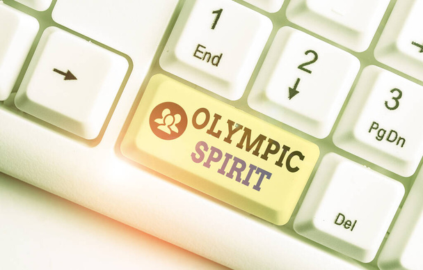 Conceptueel handschrift dat Olympic Spirit toont. Zakelijke foto tekst met trots in uw nationale team, maar afgezien van de politiek. - Foto, afbeelding
