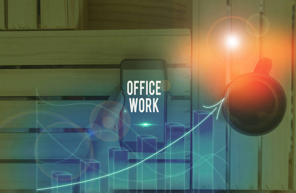 Escrita de mão conceitual mostrando Office Work. Foto de negócios mostrando qualquer trabalho administrativo ou administrativo para uma organização
. - Foto, Imagem