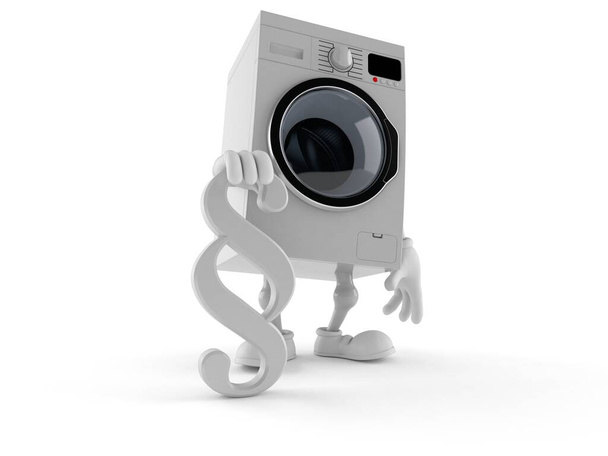 Washer character with paragraph symbol isolated on white background. 3d illustration - Photo, Image