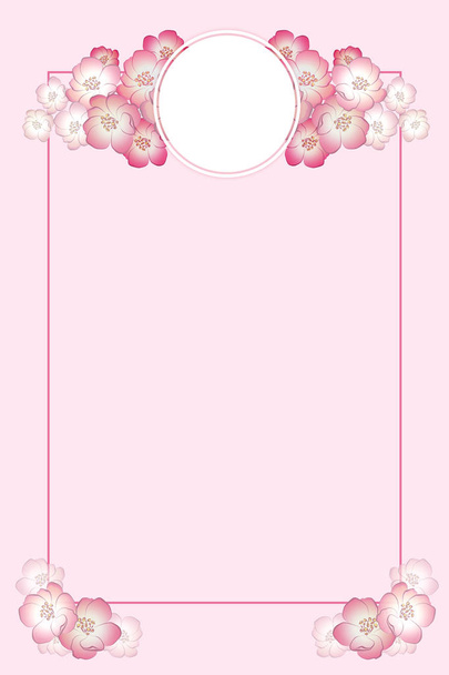 delicate pink romantic blooming flowers SPRING FRAME sacura card - Foto, Bild