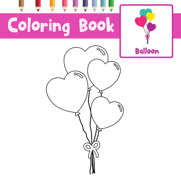 Coloring page Balloon cartoon character vector illustration - Вектор,изображение