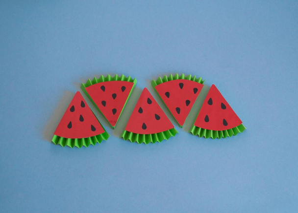 Fruit made of paper. Children's hobby. Summer style tropics. - Photo, image