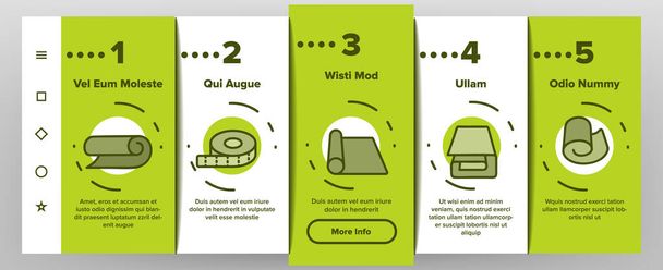 Roll And Reel Material Onboarding Icons Set Vector Список ілюстрацій Toilet Paper And Textile Roll, Towel And Carpet, Scroll Whatman and Document - Вектор, зображення