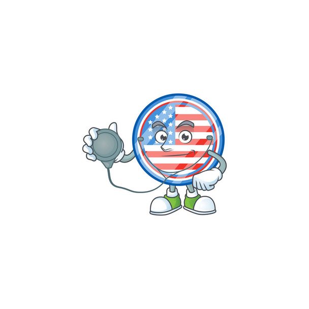 Circle badges USA mascot icon design as a Doctor working costume with tools - Vektori, kuva