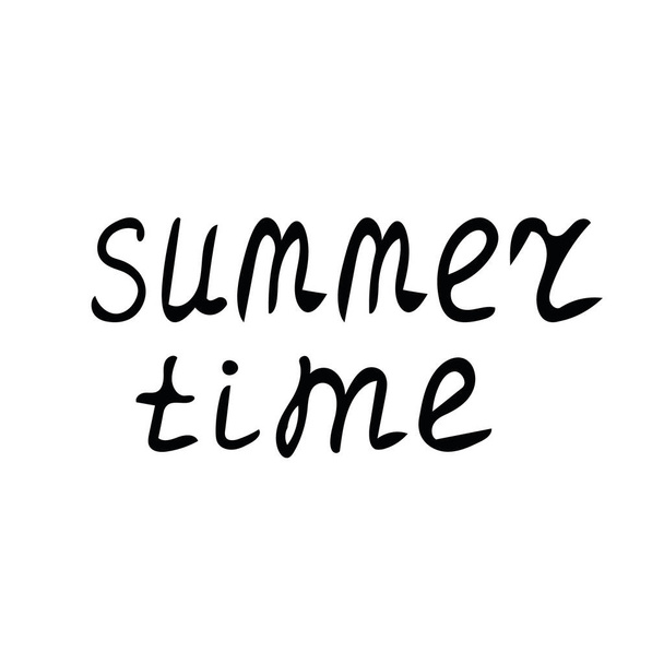 lettering summer time hand written in doodle style. phrase, words for design postcard, poster - Vector, imagen