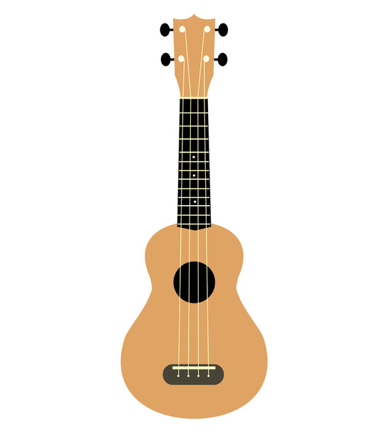 Braune hawaiianische Gitarre isoliert auf weißem Hintergrund. Ukulele-Ikone. Ukulele-Symbol. Nationales Musikinstrument Haitis. - Vektor, Bild