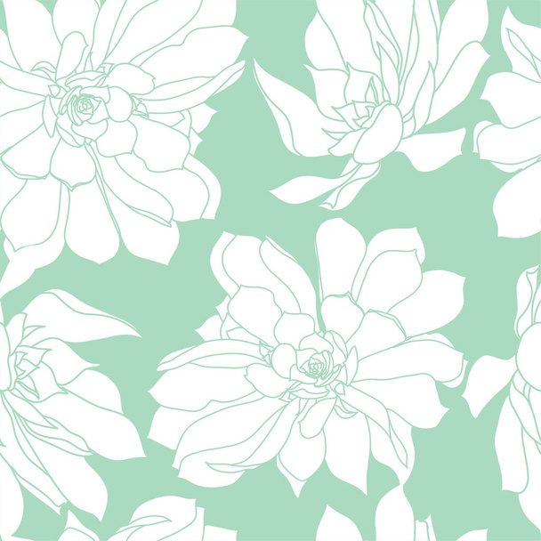 Vector seamless black and white floral pattern from leaf. Natural summer background - ベクター画像