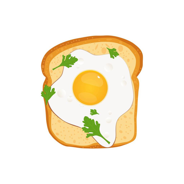 Bread toast with egg vector illustration isolated on white background - Vetor, Imagem