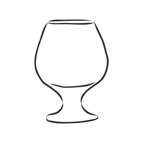 άδειο ποτήρι κονιάκ, γυάλινα σκεύη, διανυσματική απεικόνιση σκίτσο - Διάνυσμα, εικόνα