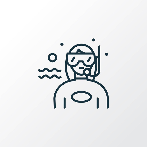 Símbolo de linha de ícone de mergulho. Elemento mulher mergulhador isolado de qualidade premium em estilo moderno
. - Vetor, Imagem