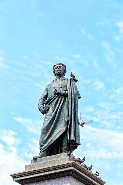 Krakow, Polonya. Adam Mickiewicz anıtı. Heykeltıraş Theodor Rieger (1841-1913) tarafından tasarlanan anıt 16 Haziran 1898 'de dikildi. - Fotoğraf, Görsel