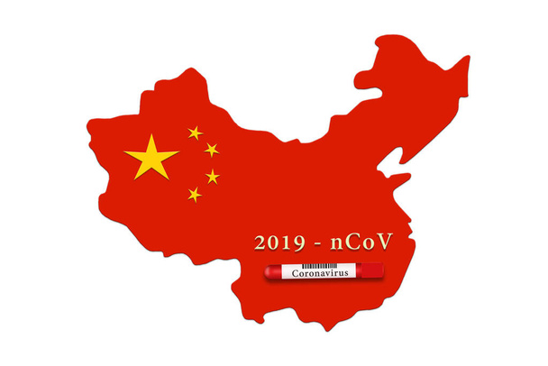 Mapa da China com o vírus mortal da corona. Perigoso chinês 2019-ncov coronavirus
. - Foto, Imagem