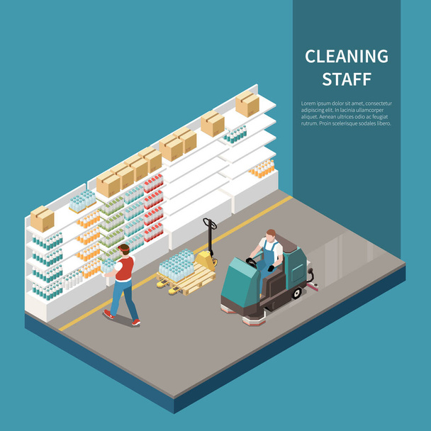 Professional Cleaning Isometric Composition  - Vector, Image