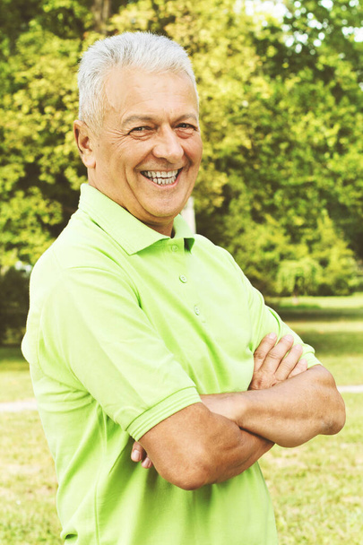 Happy Senior Man Outdoor Portrait - Photo, Image