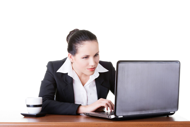 Business woman sitting with laptop. - Foto, Imagem