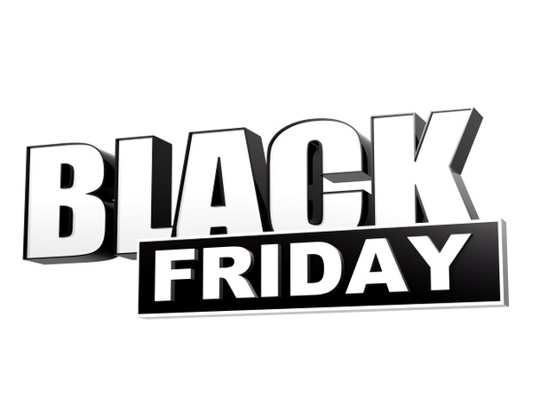 Black friday in black white banner - letters and block - Photo, Image