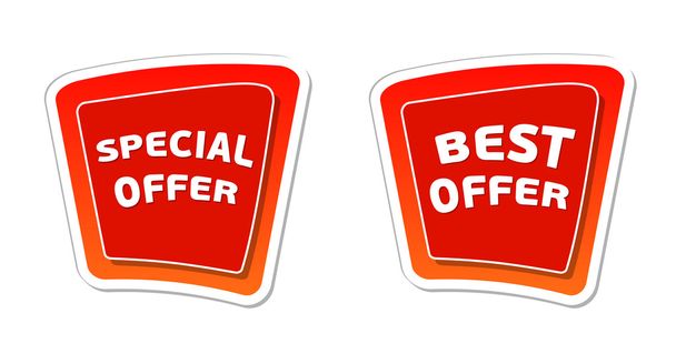 Special and best offer in red banners - Photo, Image