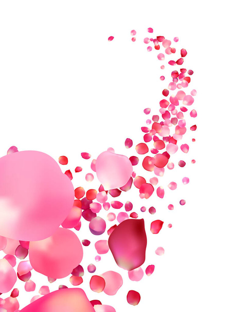 Διάνυσμα λευκό φόντο με ροζ ροδοπέταλα δίνη - Διάνυσμα, εικόνα