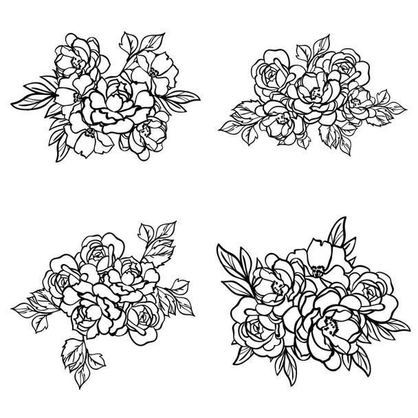 Seamless monochrome vintage style flowers pattern - Vektori, kuva