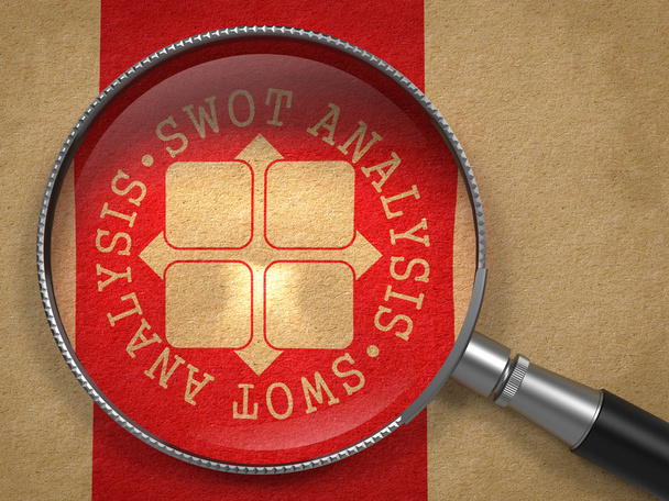 Magnifying Glass with SWOT Analisis Concept. - Photo, Image