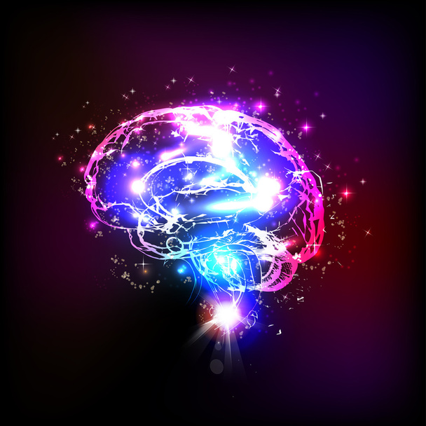 Abstract light human brain, vector illustration - Vector, Image
