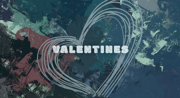 Abstract Valentine background art. Hearts on canvas. Multicolored romantic backdrop. Contemporary art. Artistic digital palette. - Foto, Imagen