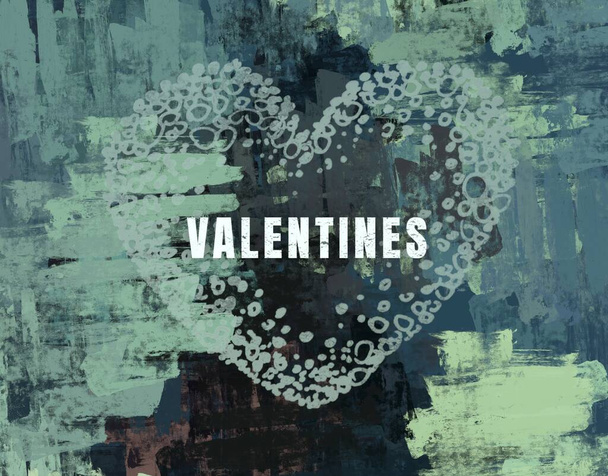 Abstract Valentine background art. Hearts on canvas. Multicolored romantic backdrop. Contemporary art. Artistic digital palette. - Photo, Image