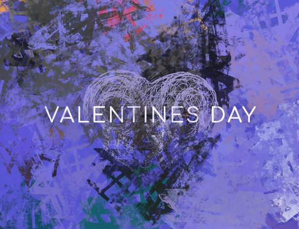 Abstract Valentine background art. Hearts on canvas. Multicolored romantic backdrop. Contemporary art. Artistic digital palette. - Fotó, kép