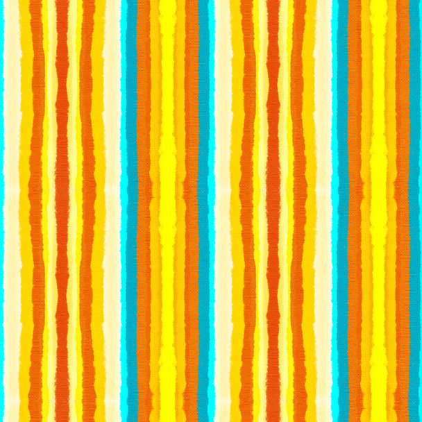Nahtloses Muster mit vertikalen Streifen gelber und roter Farbe. Handgezeichnete Illustration. - Foto, Bild